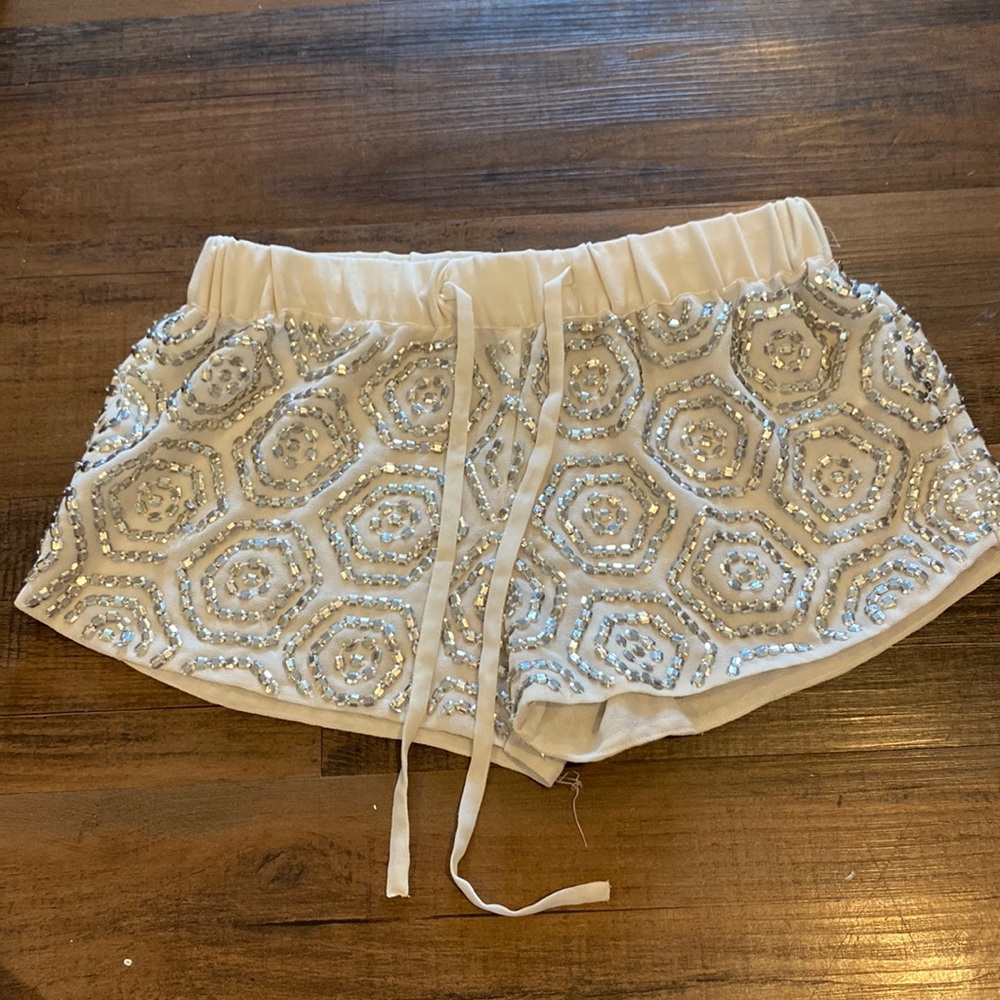 Guess white bling shorts